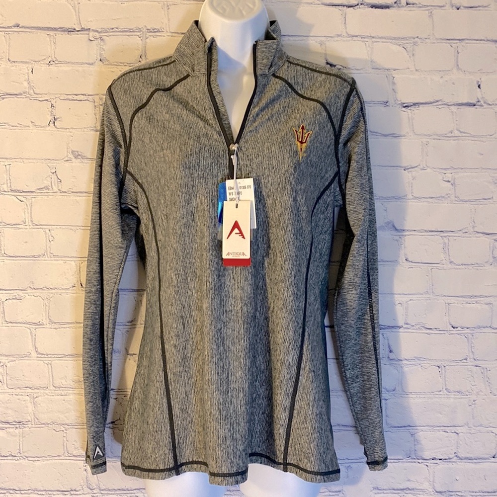 Arizona State Sun Devils Shirt Womens S Gray Colosseum 1/4 Zip Long Sleeve NWT!